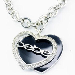 SIGNED BEBE HEART NECKLACE CHAIN SILVER NEW
